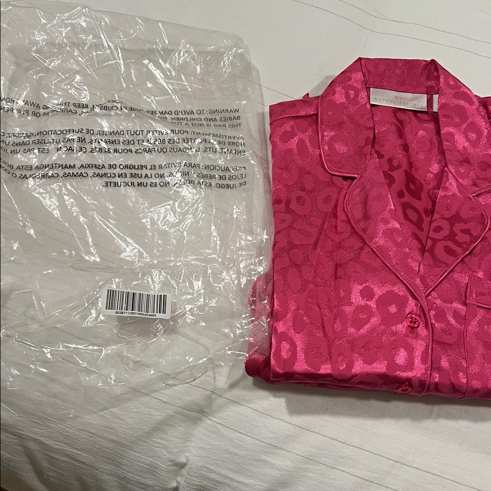 NWT Rachel Parcell Satin Jacquard Cheetah Long Sleeve Pajama Set Hot Pink XS - Picture 15 of 15